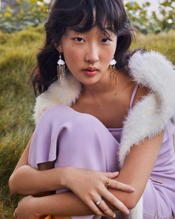 Celeste Cloud Mixed Metal Statement Earrings